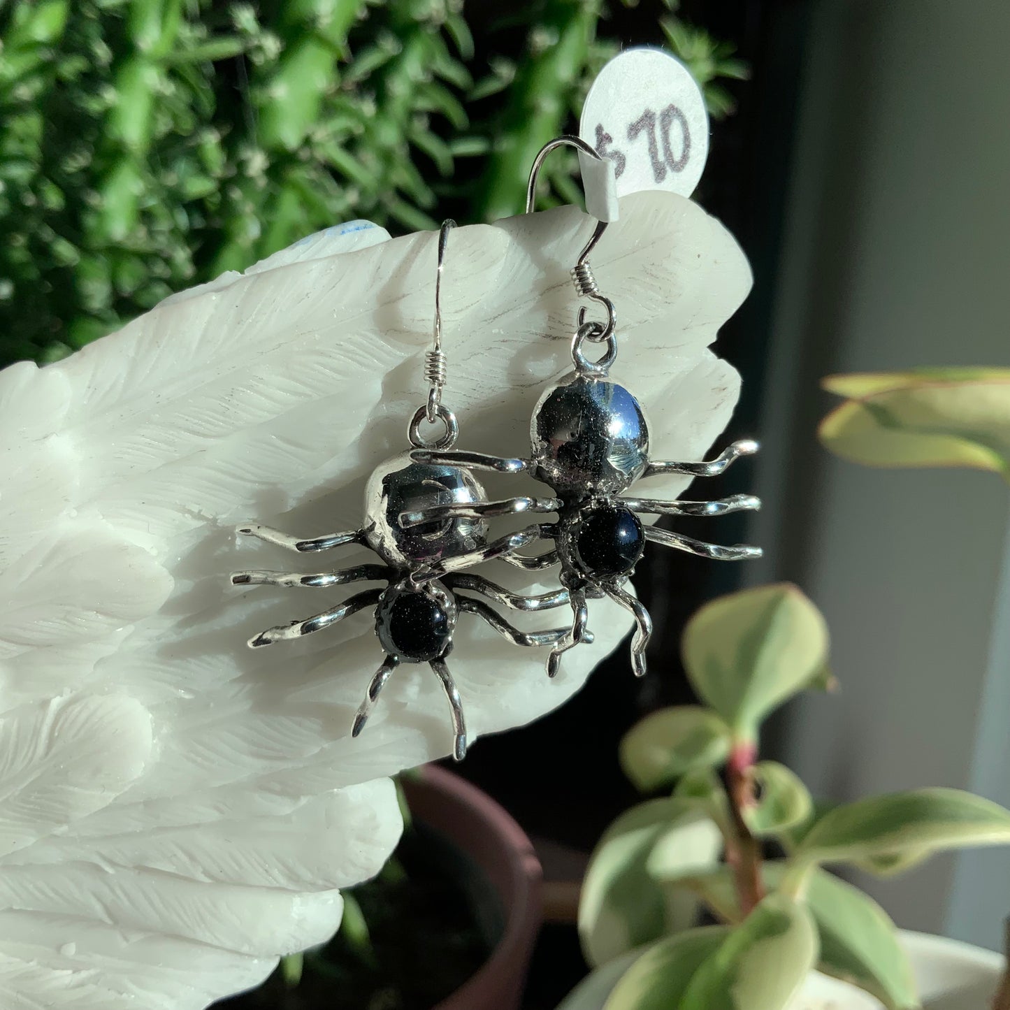 Black Onyx Spider Earrings