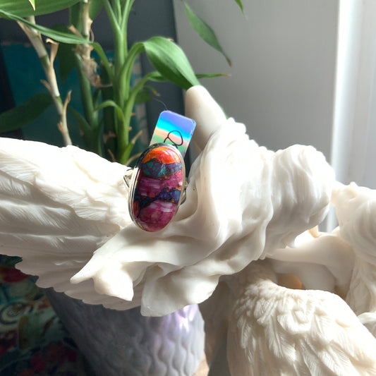 Rainbow Mojave Turquoise Ring, size 8
