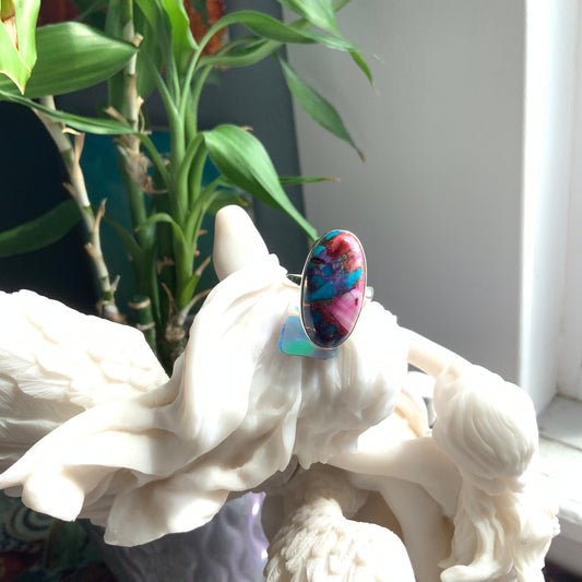 Rainbow Mojave Turquoise Ring, size 8