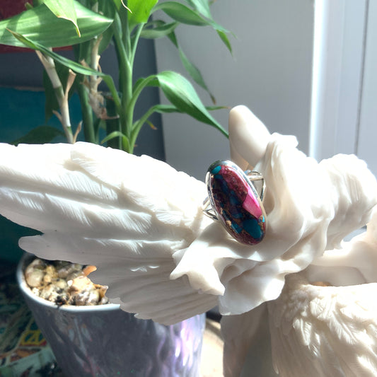 Rainbow Mojave Turquoise Ring, size 11