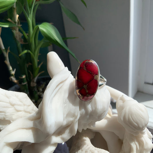 Red Mojave Turquoise Ring, size 10