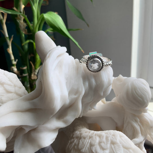 Faceted Quartz Ring, size 7