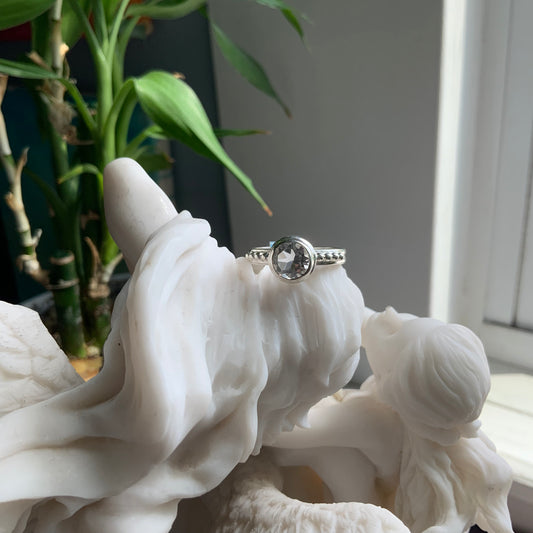 Faceted Quartz Ring, size 6