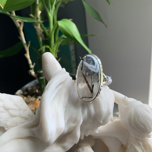 Rutile Quartz Ring, size 9