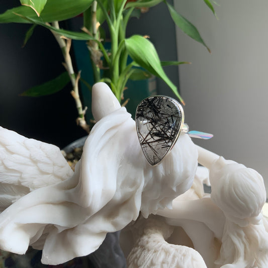 Rutile Quartz Ring, size 8