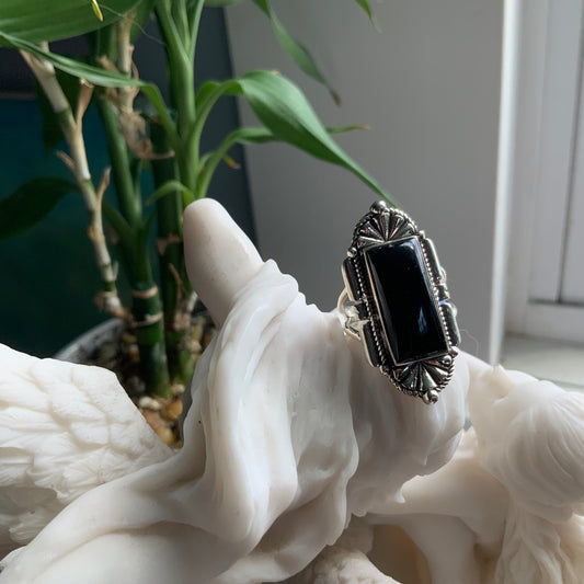 Black Onyx Ring, size 6