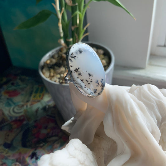 Dendrite Opal Ring, size 9