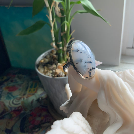 Dendrite Opal Ring, size 10