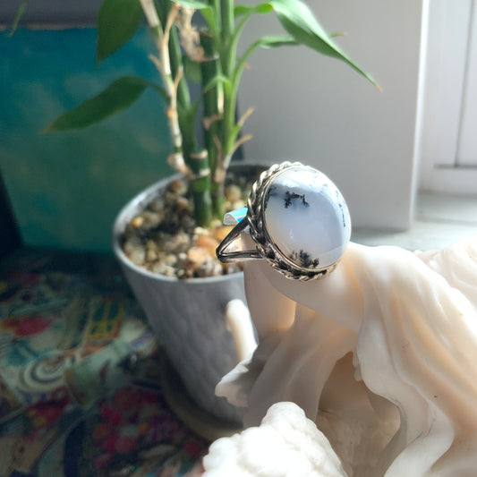 Dendrite Opal Ring, size 11