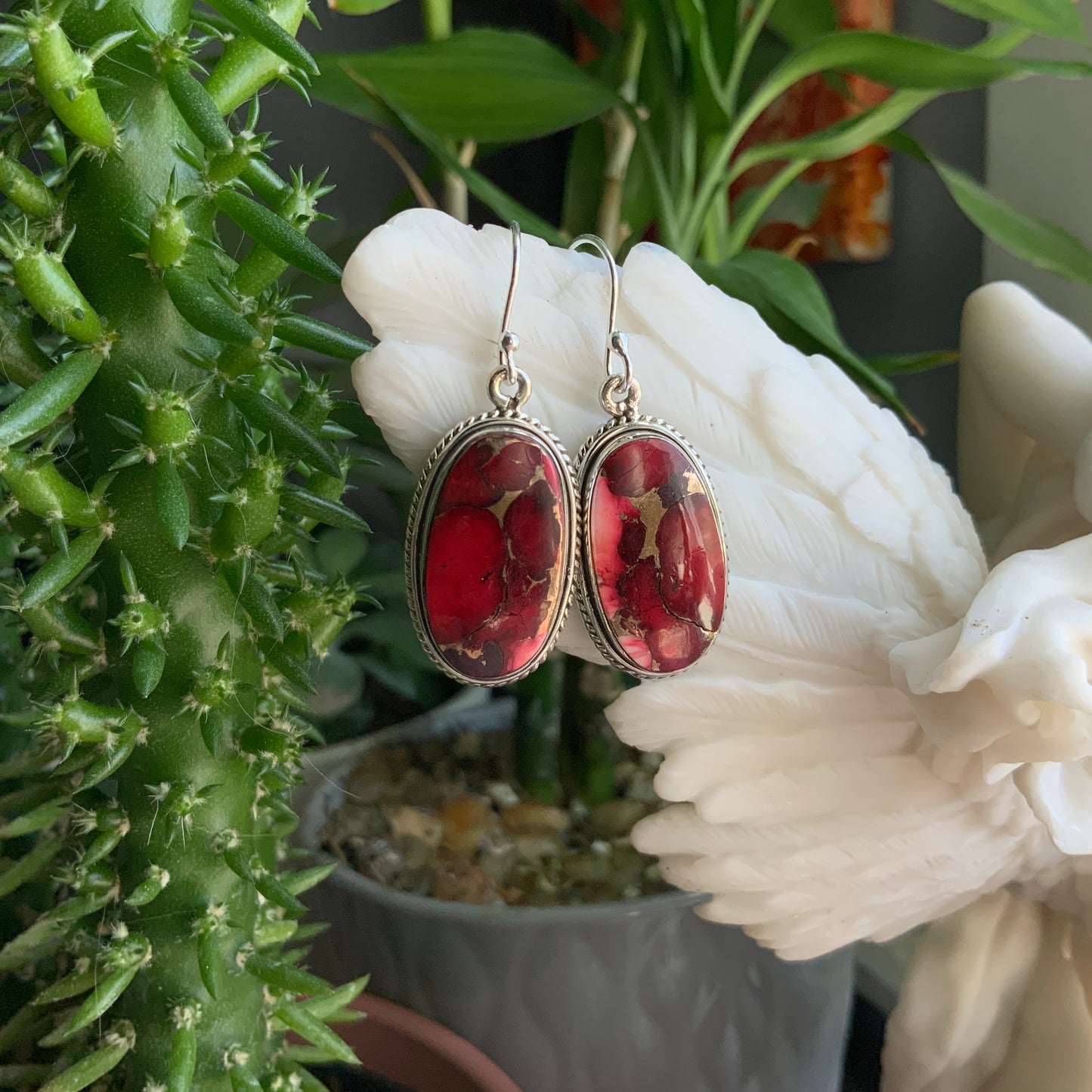 Red Mojave Turquoise Earrings