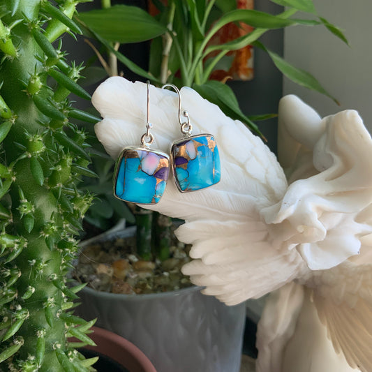 Purple and Blue Mojave Turquoise Earrings