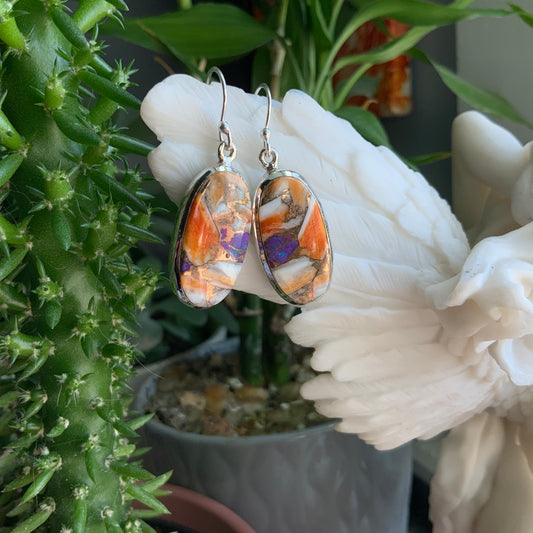 Purple and Orange Mojave Turquoise Earrings