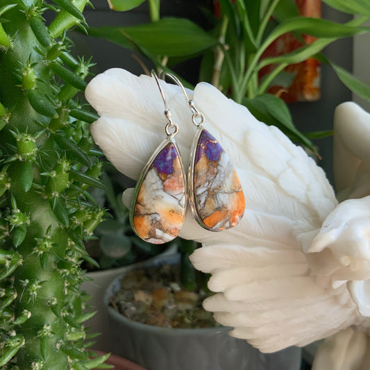 Purple and Orange Mojave Turquoise Earrings