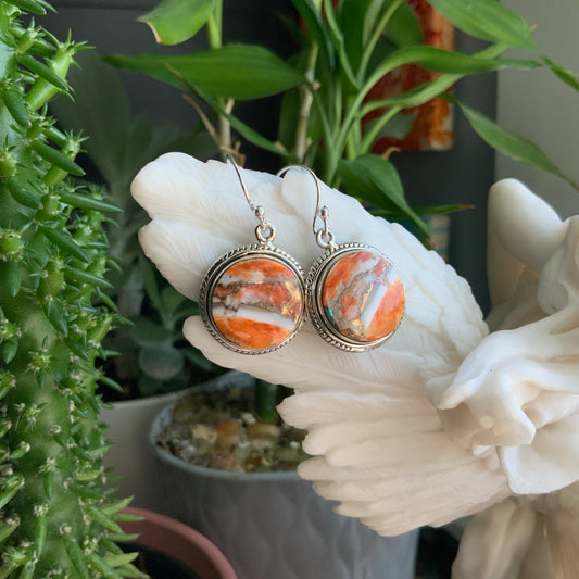 Orange and Blue Mojave Turquoise Earrings