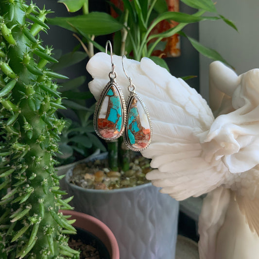 Orange and Blue Mojave Turquoise Earrings