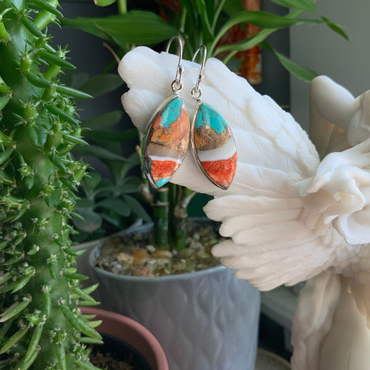Orange and Blue Mojave Turquoise Earrings