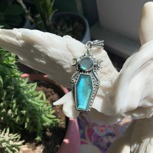 Labradorite Coffin Pendant