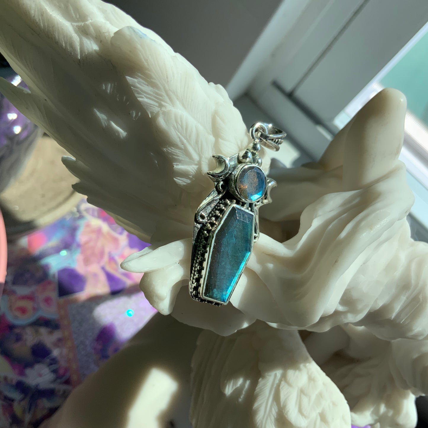 Labradorite Coffin Pendant