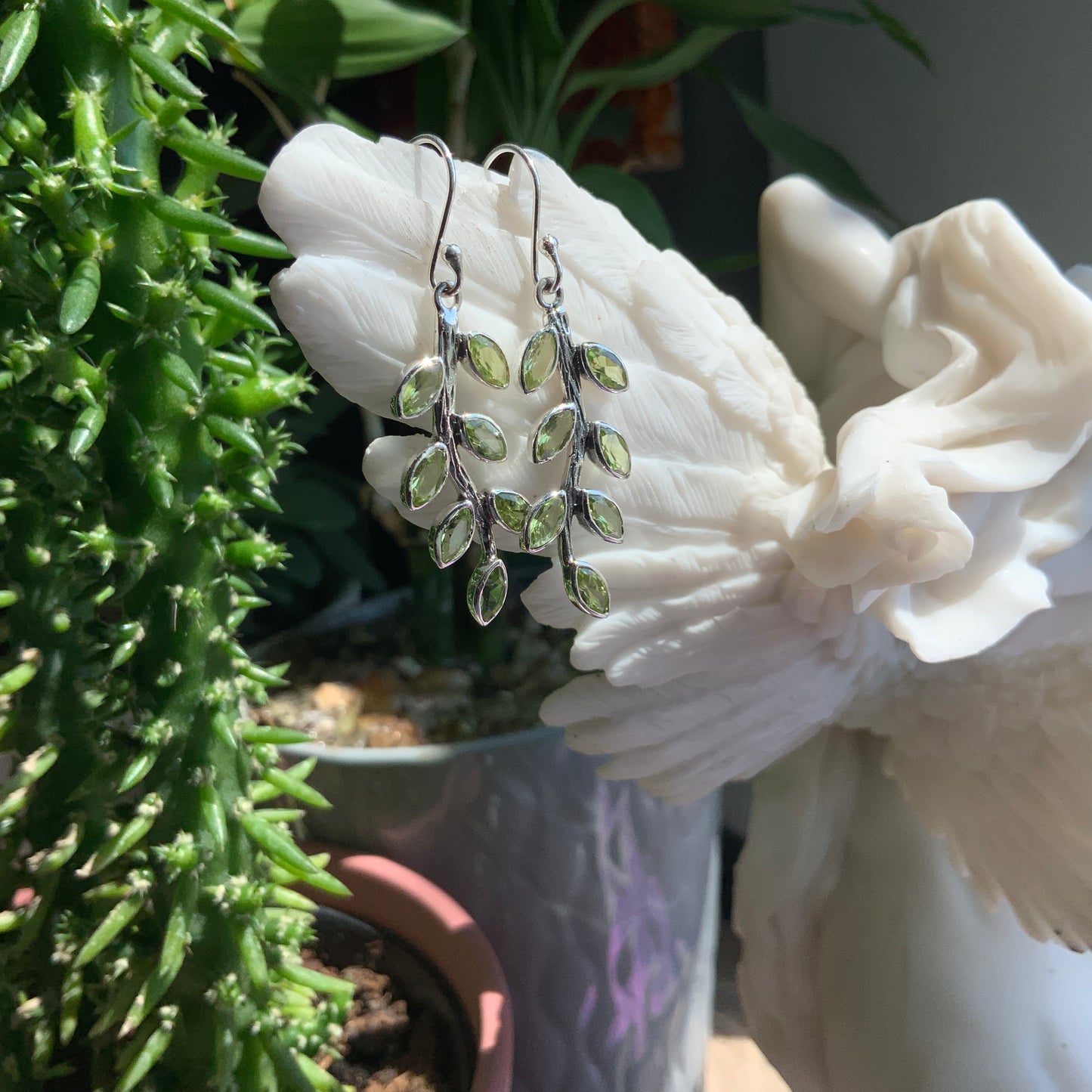 Peridot Leaf Earrings