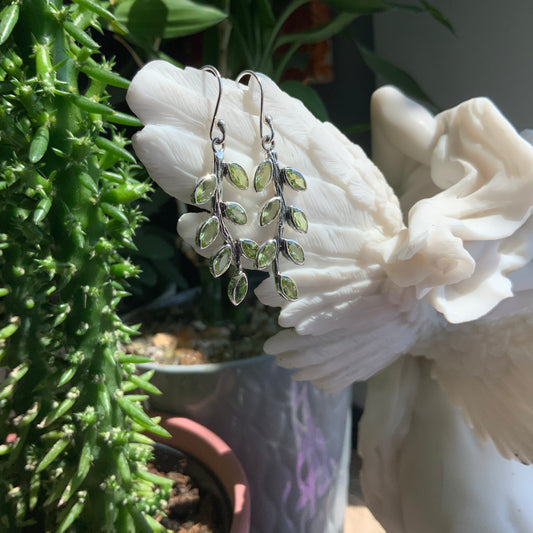 Peridot Leaf Earrings