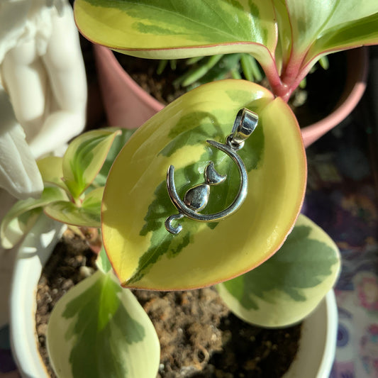 Cat and Moon Pendant