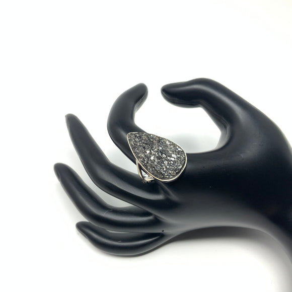 Rough Black Marble Ring, size 9