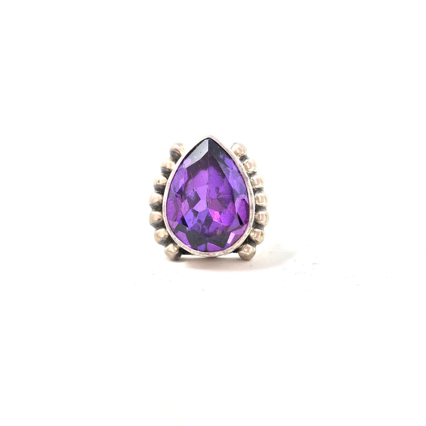 Very Large Amethyst Teardrop Ring, size 9