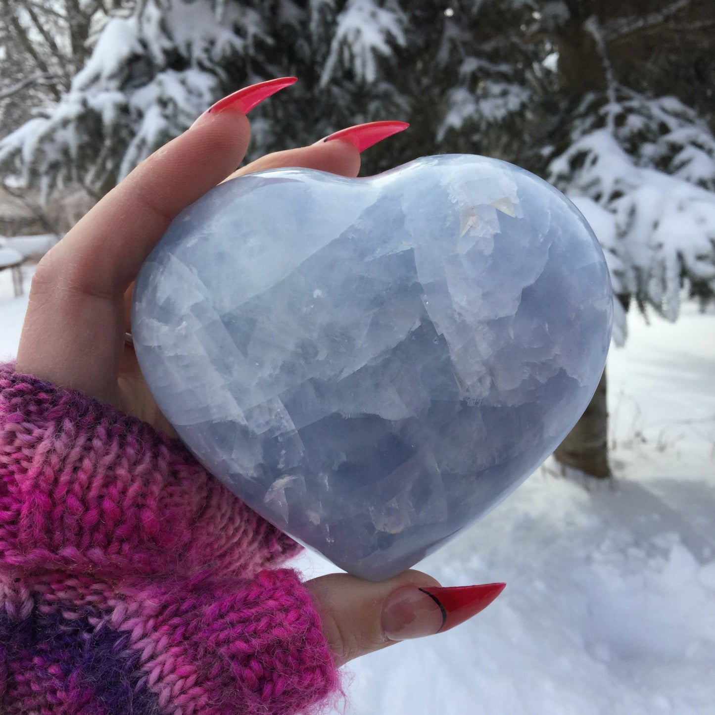 Large Blue Calcite Heart