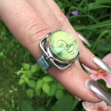 Green Opal Moon Ring, Adjustable