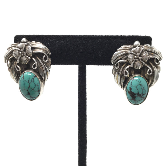 Ornate Turquoise Post Earrings