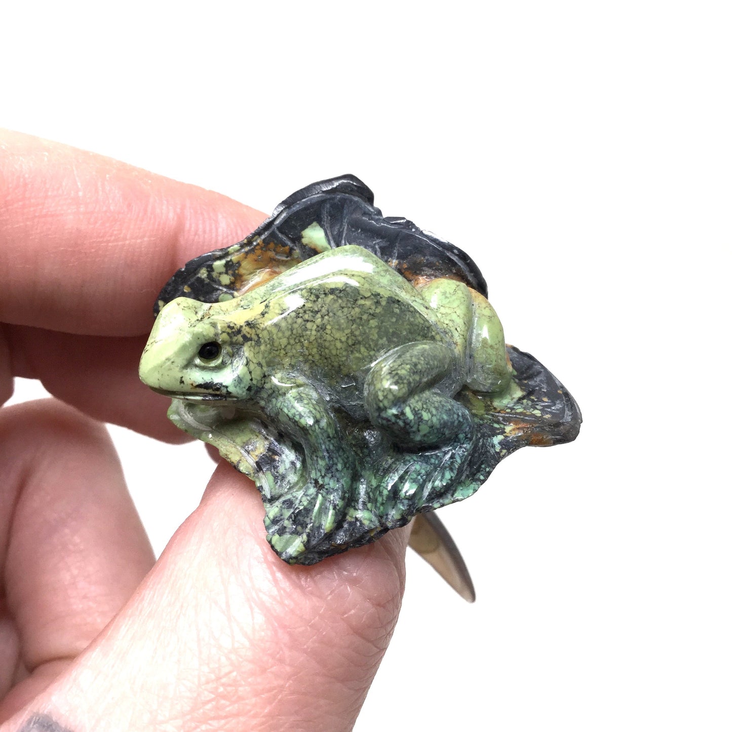 Carved Hubei Turquoise Frog