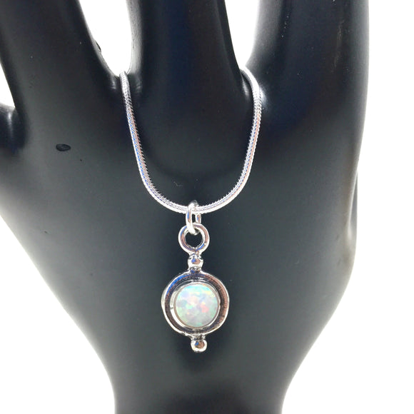 Small Simple Opal Pendant with Chain