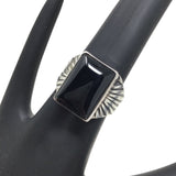 Rectangle Cut Black Onyx Ring, size 13