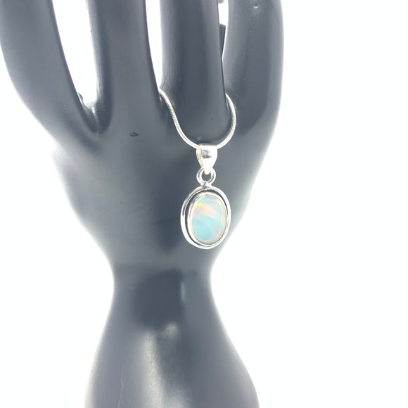 White Aura Opal Pendant