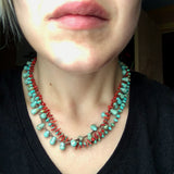 Kingman Turquoise and Adriatic Coral Beaded Set