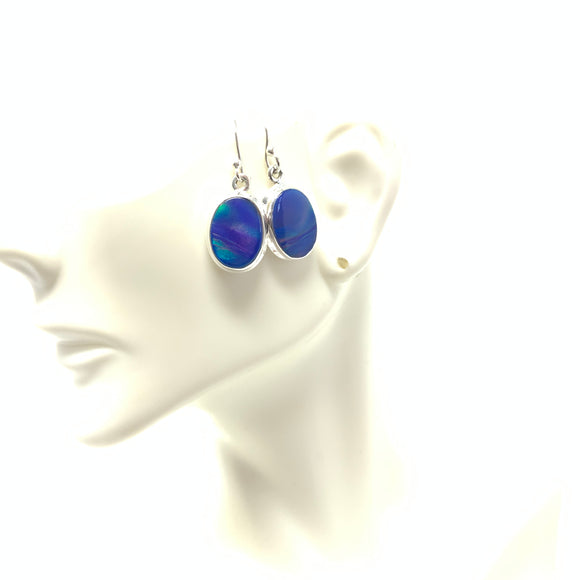Blue Aura Opal Earrings