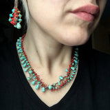 Kingman Turquoise and Adriatic Coral Beaded Set