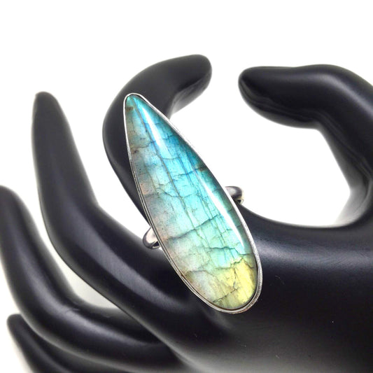 Labradorite Talon Ring, size 8