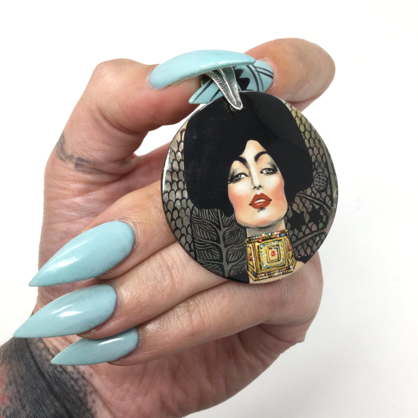 Gustav Klimt Abalone Shell Pendant