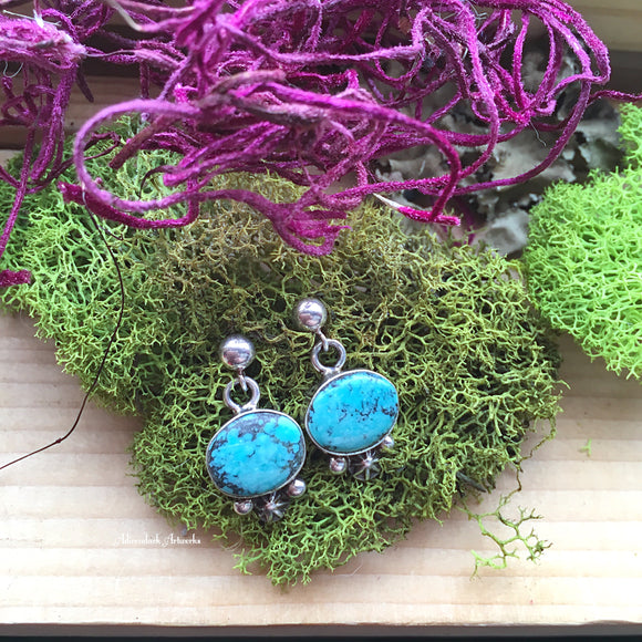 Small Dangle Turquoise Post Earrings