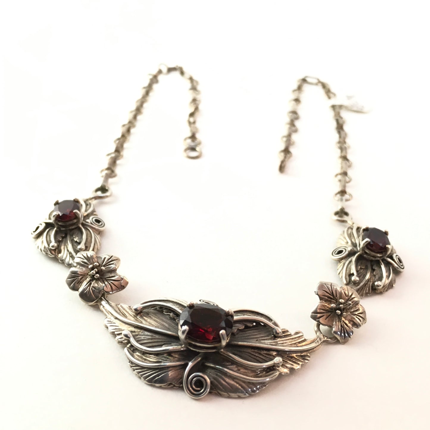 Garnet Flower Necklace