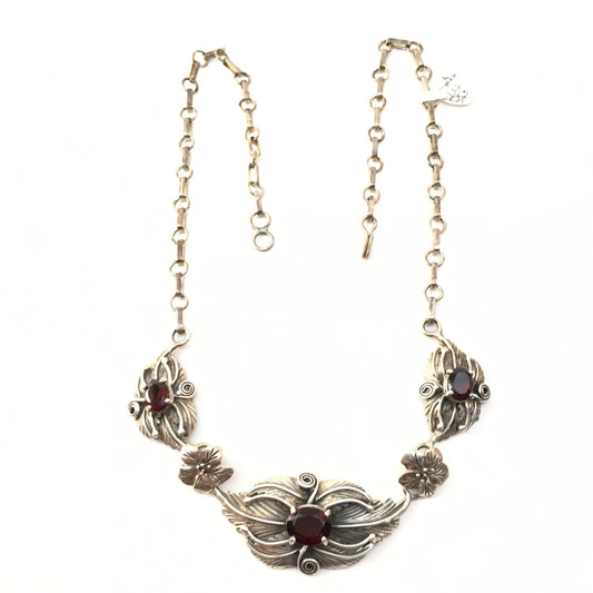 Garnet Flower Necklace