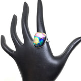 Dichroic Glass Ring, size 9