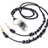 Snowflake Obsidian Beaded Wrap Necklace