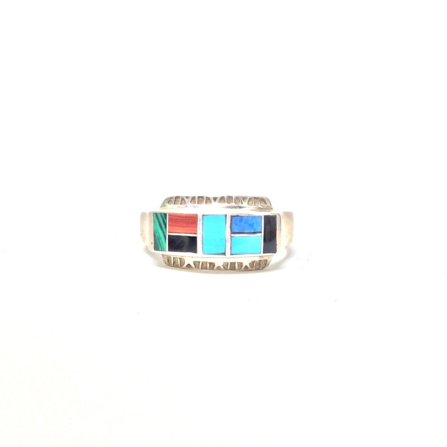 Multistone Inlaid Ring, size 6