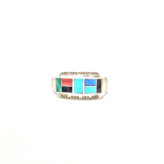Multistone Inlaid Ring, size 6