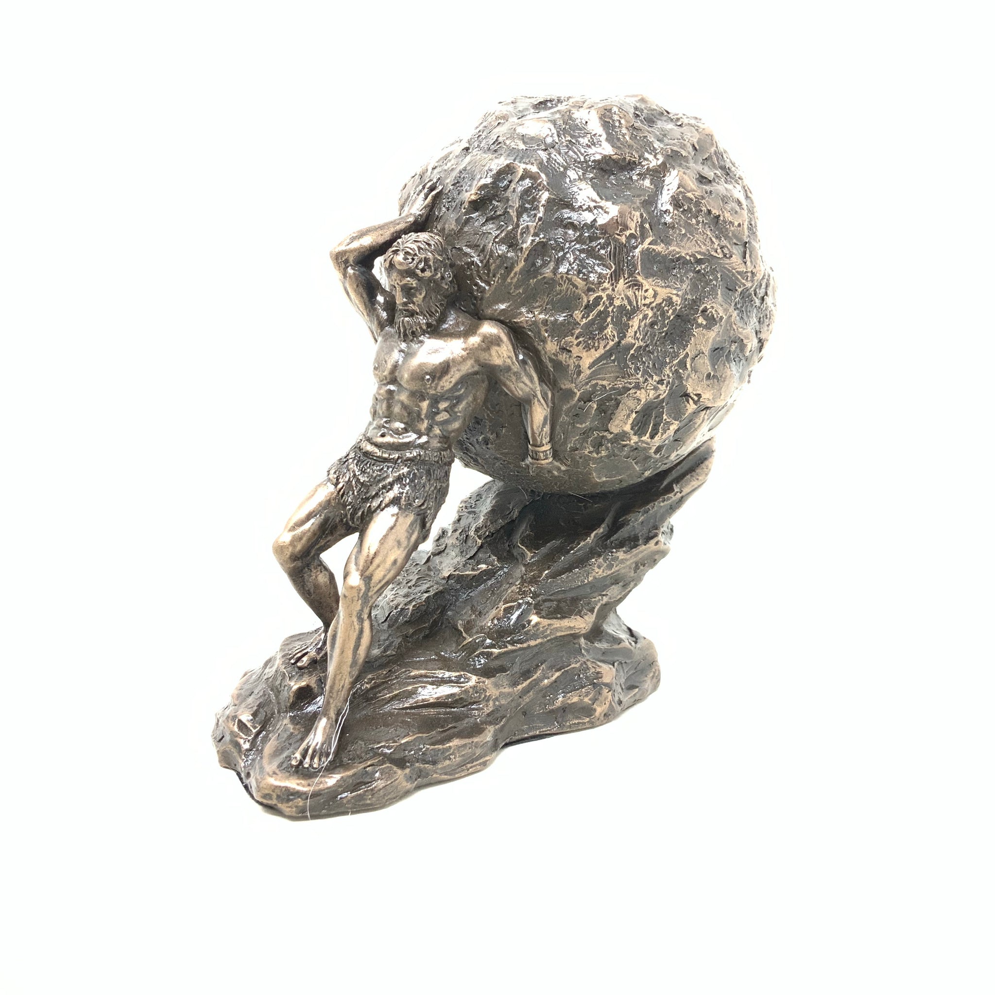 Struggle of Sisyphus Sculpture Statue Rolling Boulder Ball Uphill Figure  Decor