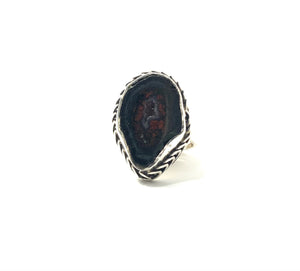 Natural Agate Slice Ring, size 6
