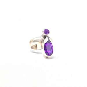 Amethyst Teardrop Ring, size 8