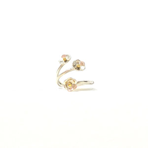 Silver and Goldfill Flower Ring, size 5-6
